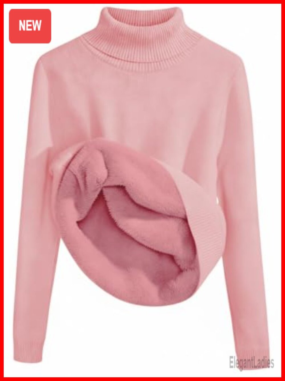 Womens Turtleneck Wool Sweater Fleece Lined Pullover Mock Neck